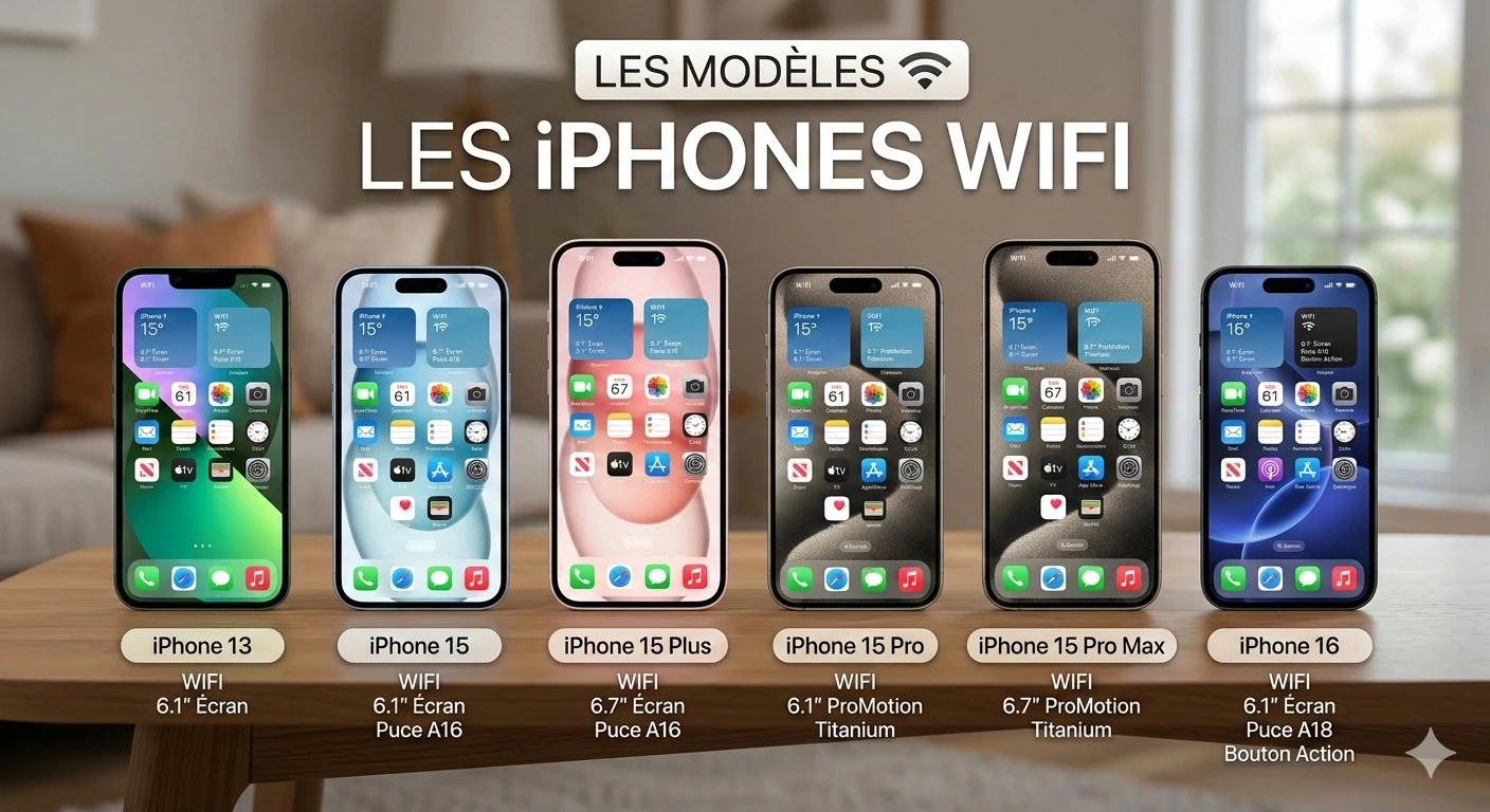 Iphone Wifi uniquement 13, 14, 15, 15 Pro, 15 Pro Max, 16